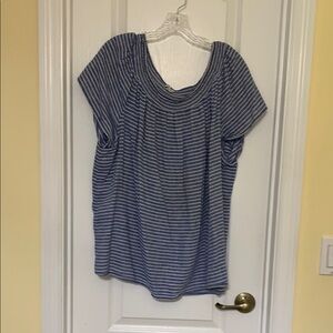 Beachlunchlounge Boxy Blue and White Short Sleeve T-Shirt